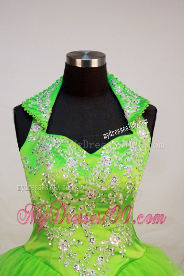 Fashionable Little Girl Pageant Dresses With Halter Top and Spring Green