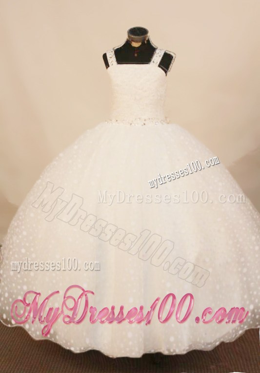 2013 Exquisite White Straps Little Girl Pageant Dress