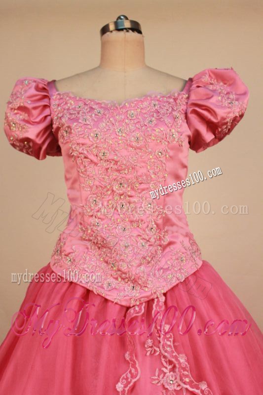 Formal WatermelonLittle Girl Pageant Dress Scoop Neck With Applqiues Organza