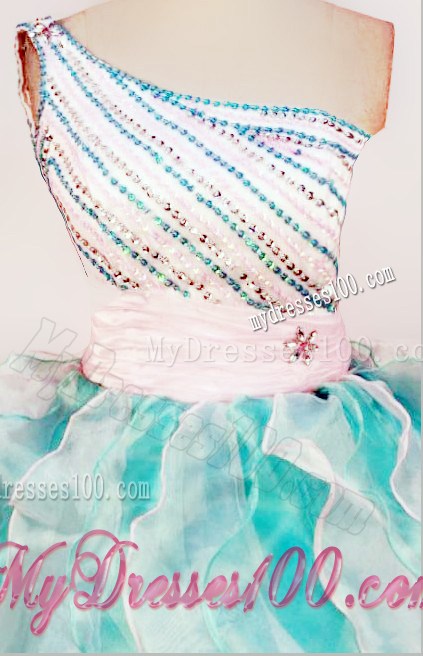 Beaded Decorate Shoulder Multi-color Beading Little Girl Pageant Dresses