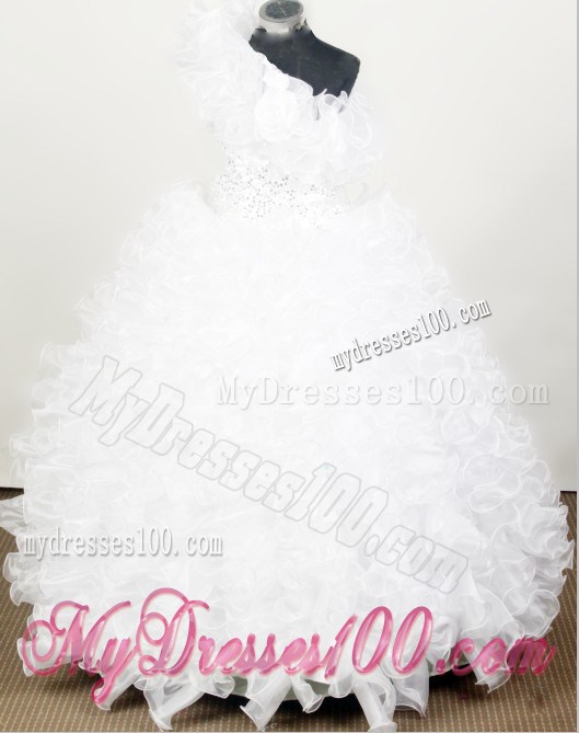 Gorgeous Little Girl Pageant Dresses With Ruffles and Beading One Shoulder