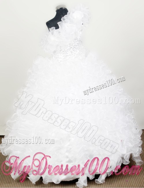 Gorgeous Little Girl Pageant Dresses With Ruffles and Beading One Shoulder
