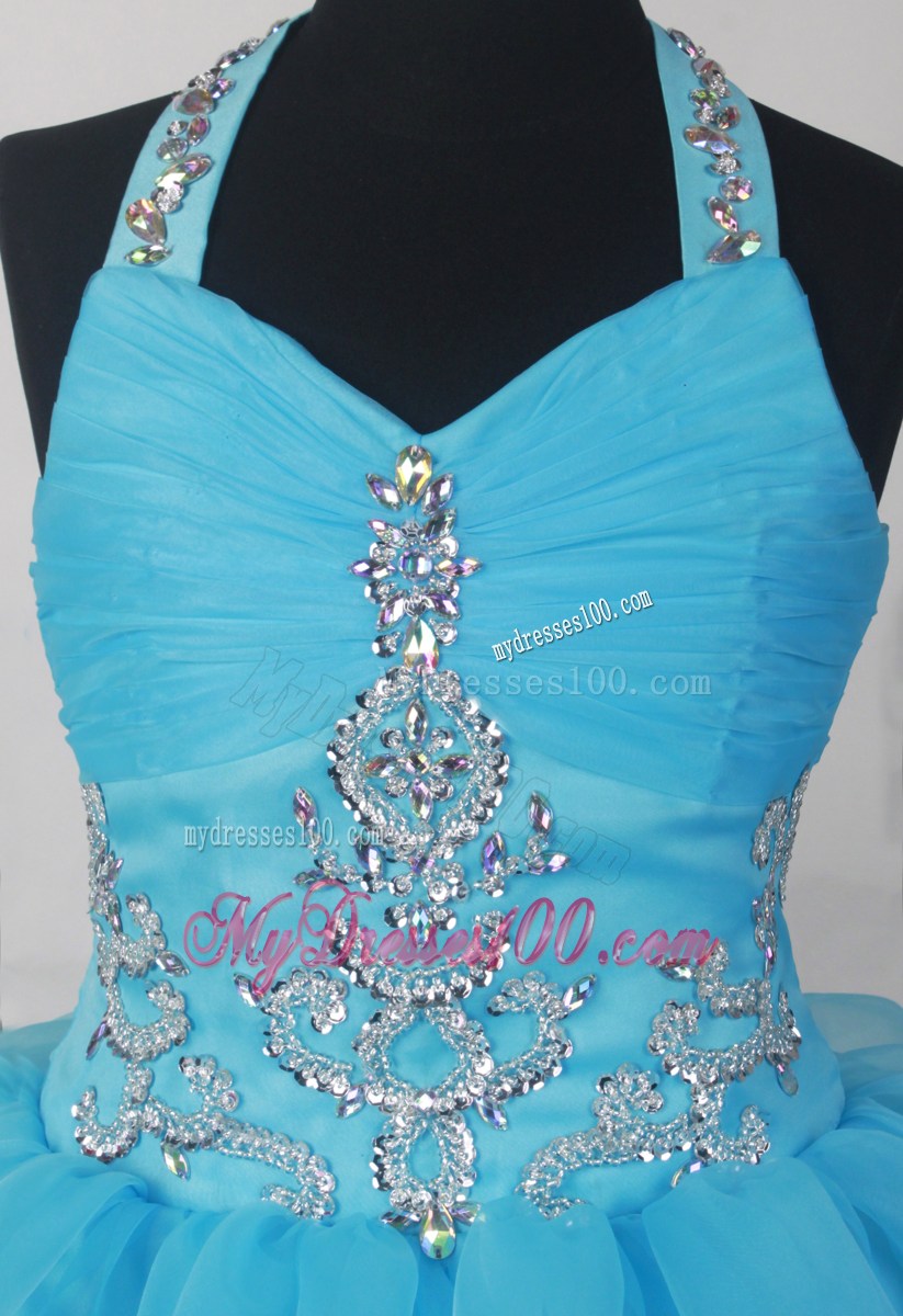 Halter Beading And Ruffled Layers For 2013 Lovely Little Girl Pageant Dresses