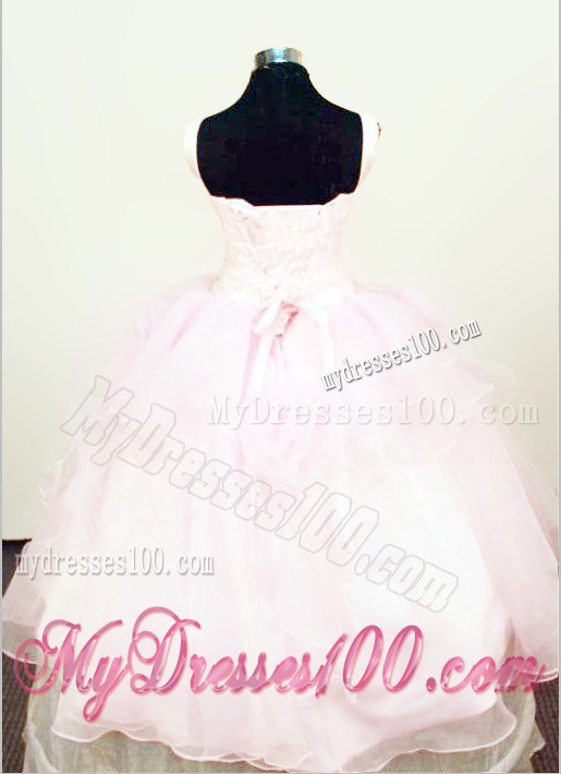 Hand Made Flowers Ball Gown Straps Beading Little Girl Pageant Dresses