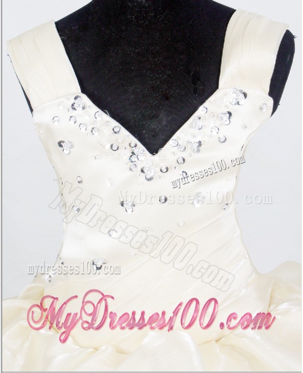 Hand Made Flowers For Light Yellow 2013 Pretty Little Girl Pageant Dresses V-neck