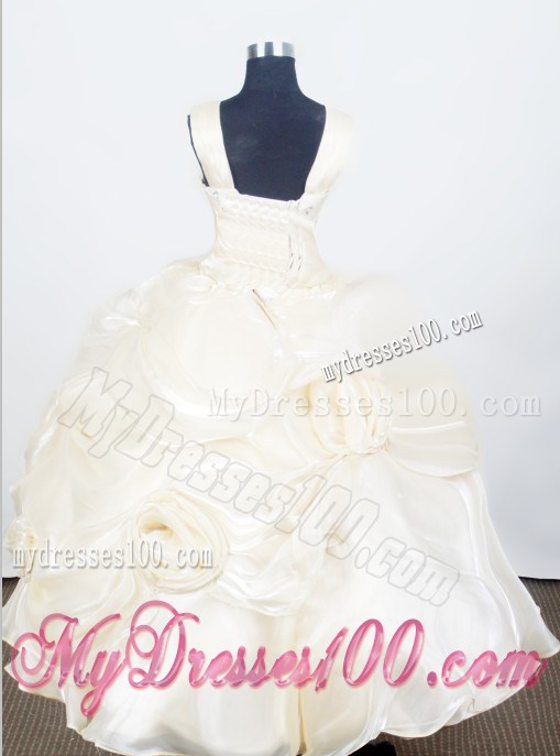 Hand Made Flowers For Light Yellow 2013 Pretty Little Girl Pageant Dresses V-neck