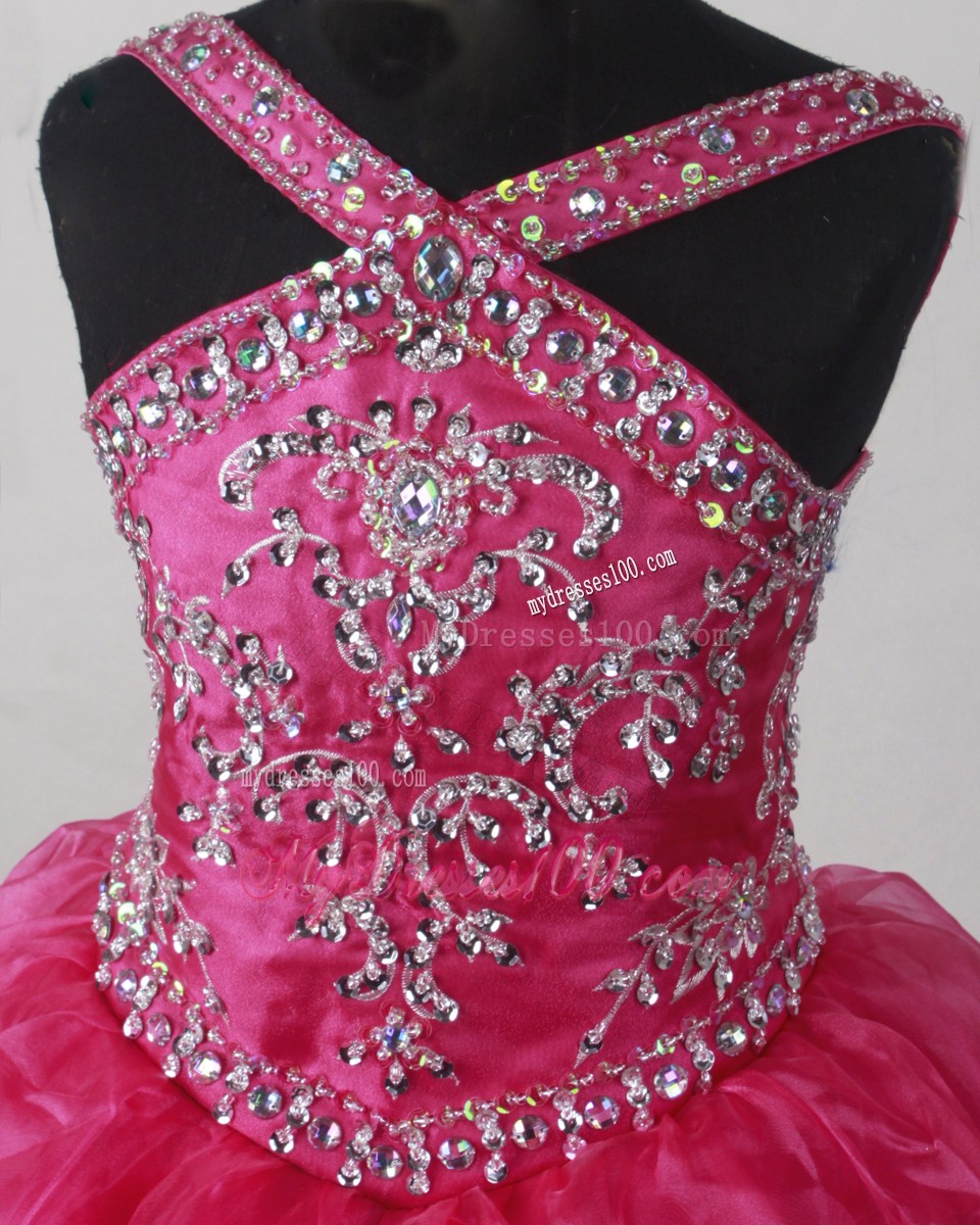 Beautiful V-neck and Halter Beading Little Girl Pageant Dresses Ball Gown