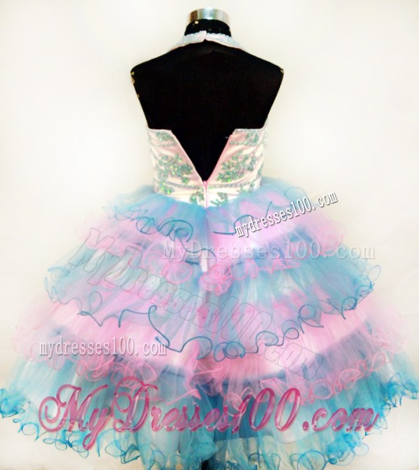 Lovely Colorful Little Girl Pageant Dresses With Appliques and Ruffled Layers