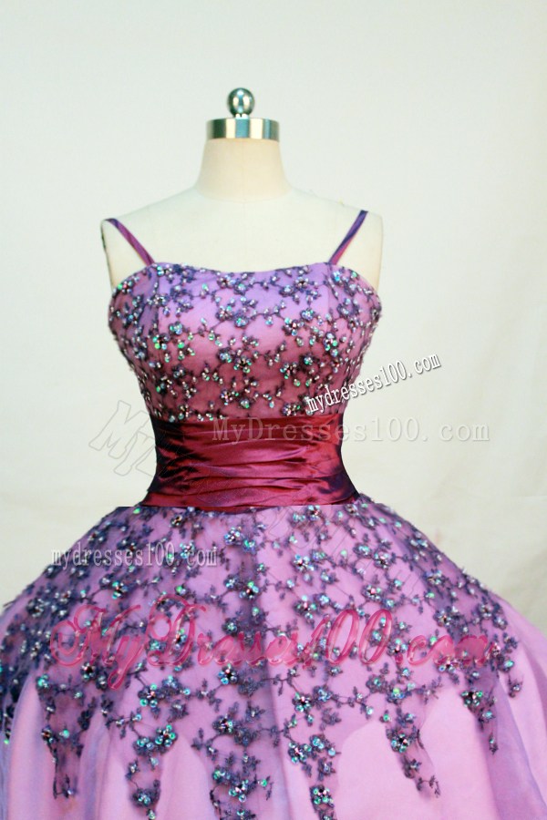 Lovely Purple Little Girl Pageant Dresses With Appliques and Straps