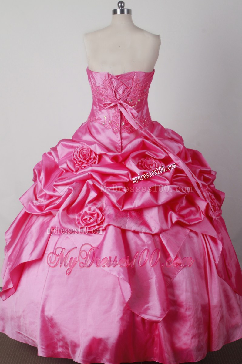 Luxurious Ball Gown Beading and Hand Made Flowers Strapless Floor-length Little Girl Pageant Dress