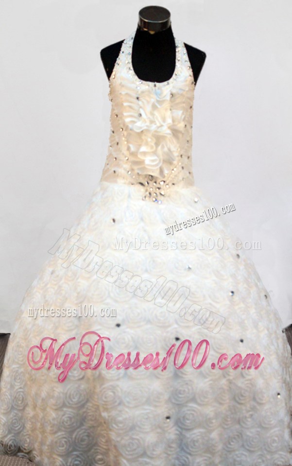 Luxurious Ball Gown Halter Little Girl Pageant Dress For 2013 Floor-length