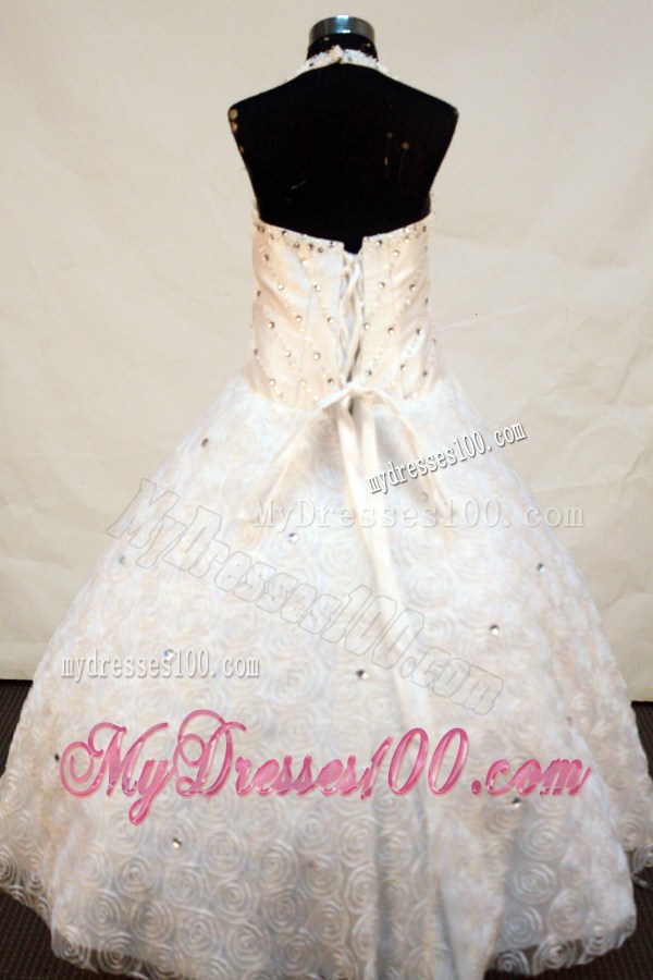 Luxurious Ball Gown Halter Little Girl Pageant Dress For 2013 Floor-length