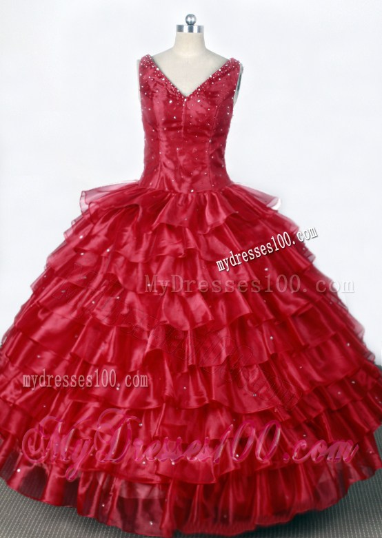 Luxurious Little Girl Pageant Dresses With Ruffled Layers and Beading