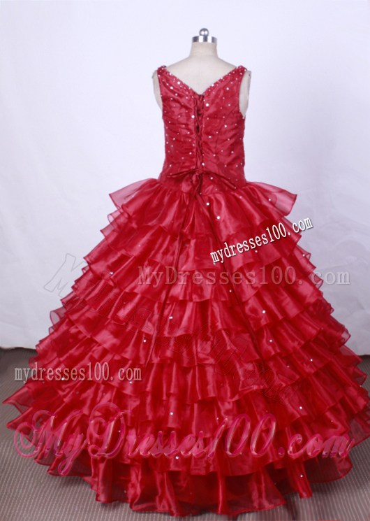 Luxurious Little Girl Pageant Dresses With Ruffled Layers and Beading
