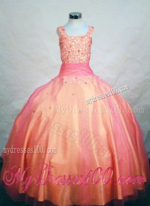 Multi-color Ball Gown Straps Beading Little Girl Pageant Dresses Custom Made