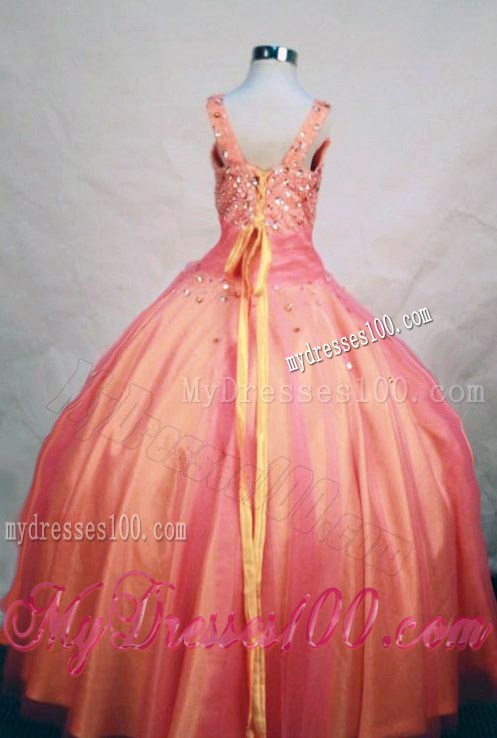 Multi-color Ball Gown Straps Beading Little Girl Pageant Dresses Custom Made