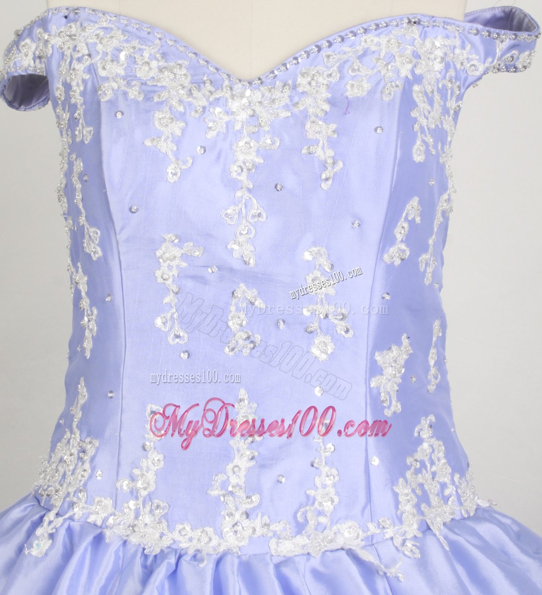 Off The Shoulder Little Girl Pageant Dresses With Lilac and Appliques