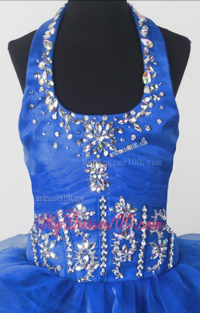 Perfect Beading Ball Gown Halter Top Floor-length Little Gril Pagant Dress