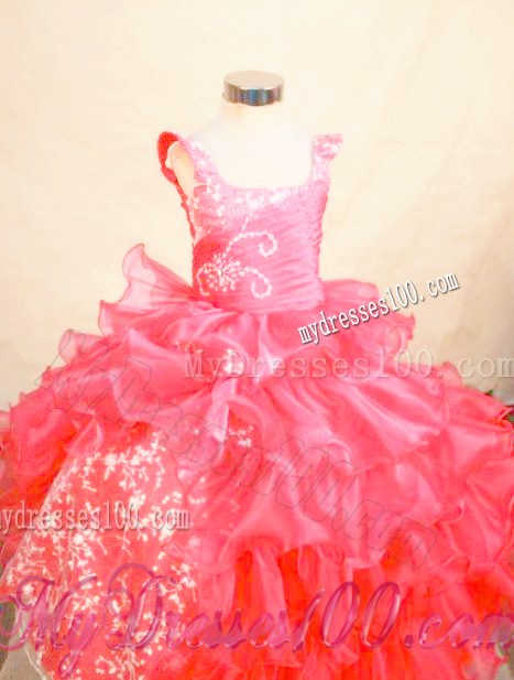 2013 Hot Pink Perfect Appliques Square Red Little Girl Pageant Dresses