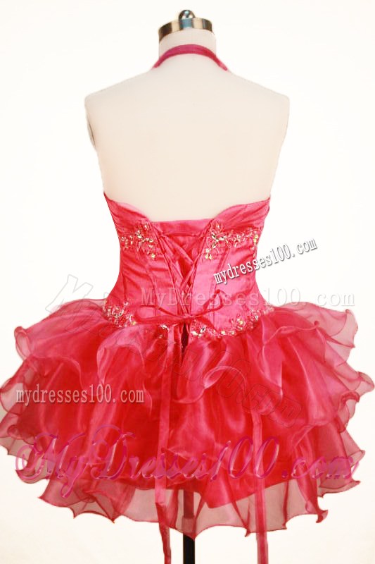 Perfect Short Little Girl Pageant Dresses Halter Top Neck Mini-Length Beading
