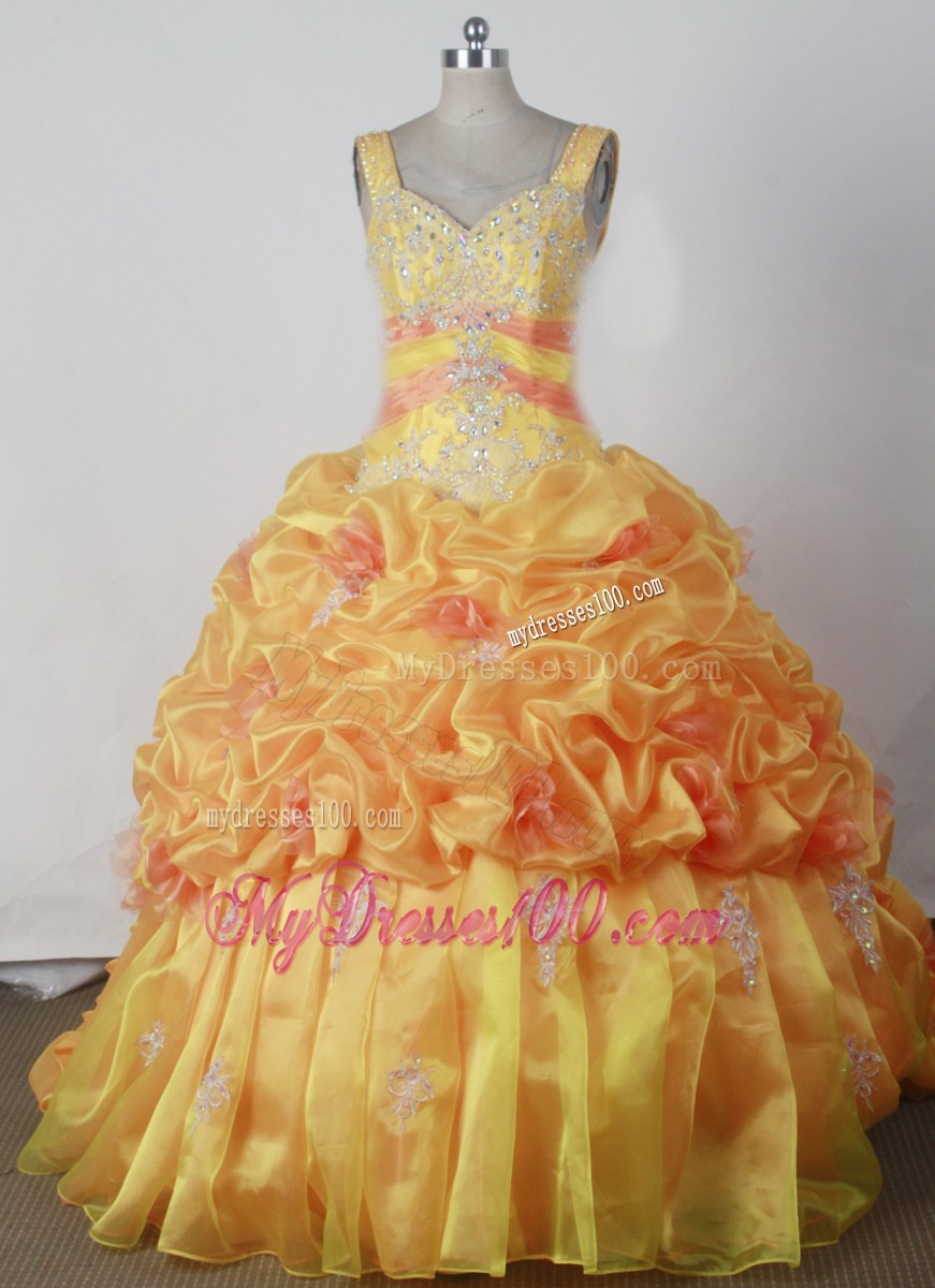 Popular Appliques With Beading Ball Gown Little Girl Pageant Dress Sweetheart Strap Floor-length