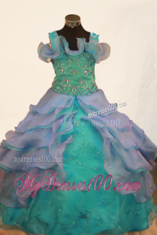 Pretty Beading Ball Gown Little Girl Pageant Dress Straps Floor-length