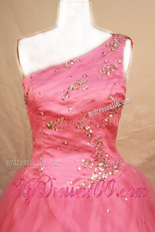 Romantic One Shoulder Pink Beading Little Girl Pageant Dresses 2013