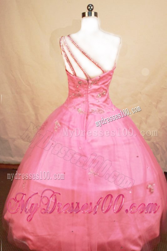 Romantic One Shoulder Pink Beading Little Girl Pageant Dresses 2013