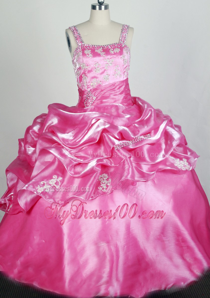 Rose Pink and Appliqes For Lovely Little Girl Pageant Dresses