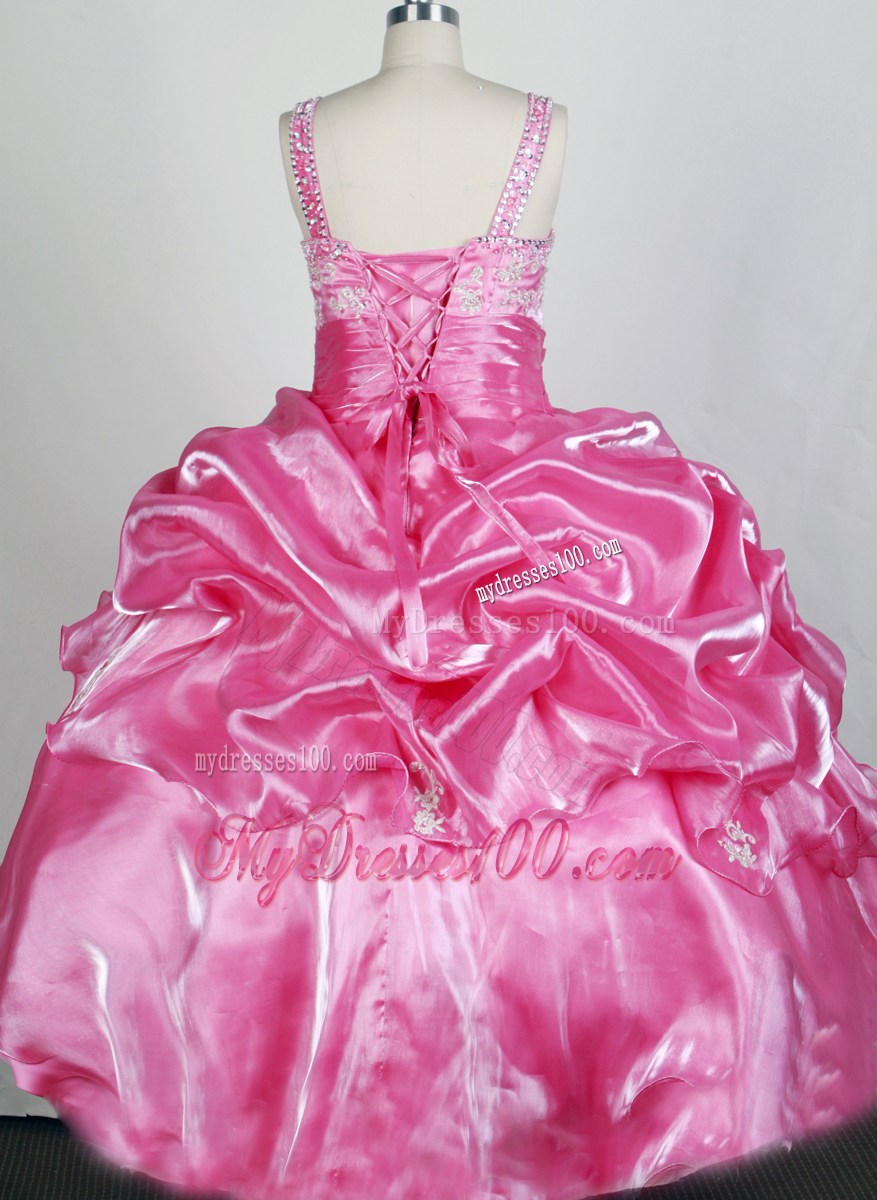 Rose Pink and Appliqes For Lovely Little Girl Pageant Dresses