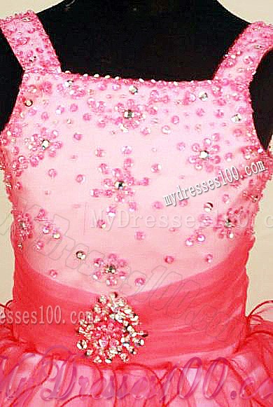 2013 Ruffles Brand New Straps Red Beading Little Girl Pageant Dresses