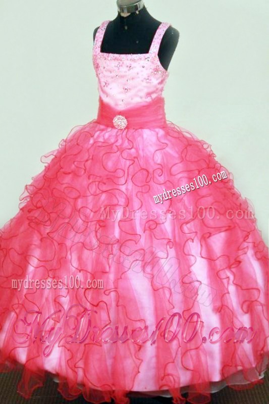 Ruffles and Beading Formal Square Little Girl Pageant Dresses 2013