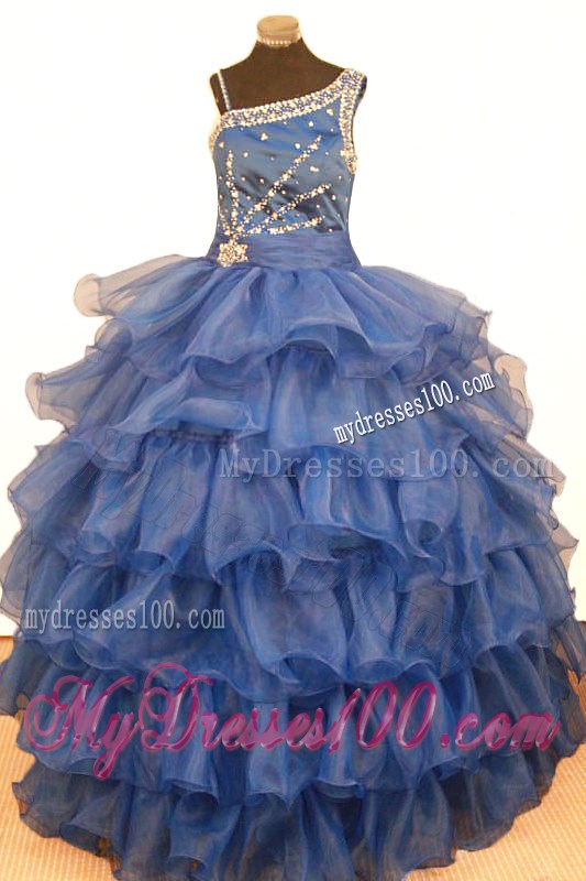 Stylish Ruffled Layeres Little Girl Pageant Dresses Ball Gown Asymmetrical Floor-Length Organza