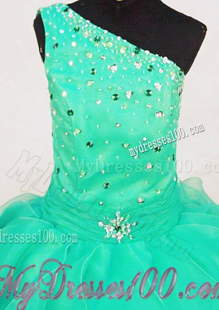 Turquoise Beading Ruffles Little Girl Pageant Dresses Customize