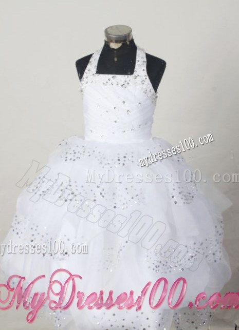 Wholesale Ball Gown Little Girl Pageant Dress Halter Simple Floor-Length Beading