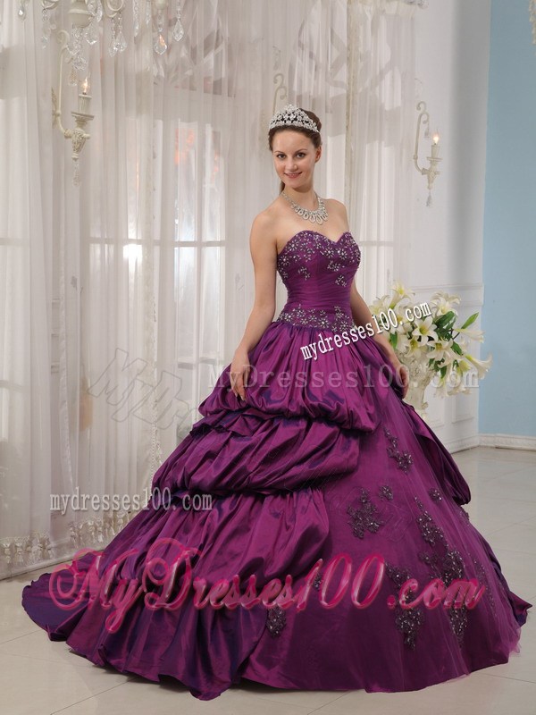 Eggplant Purple Ball Gown Ruffles Corset Back Quince Dresses