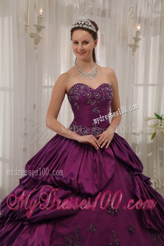 Eggplant Purple Ball Gown Ruffles Corset Back Quince Dresses