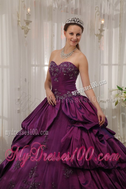 Eggplant Purple Ball Gown Ruffles Corset Back Quince Dresses