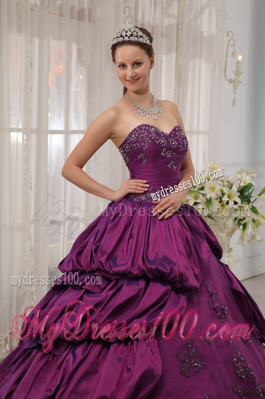 Eggplant Purple Ball Gown Ruffles Corset Back Quince Dresses