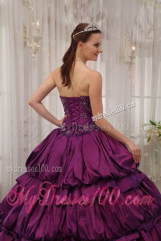 Eggplant Purple Ball Gown Ruffles Corset Back Quince Dresses