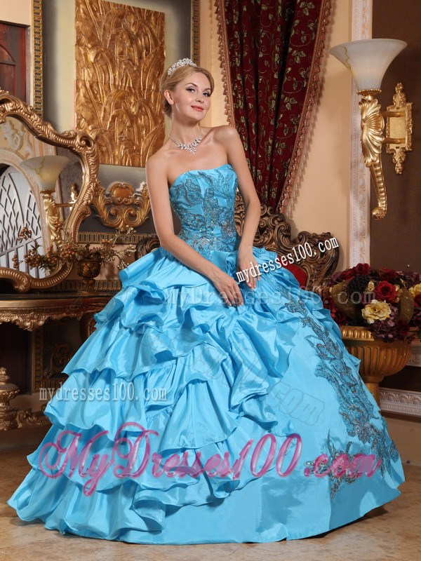 Popular Taffeta Ball Gown Dresses for Quinceanera with Appliques