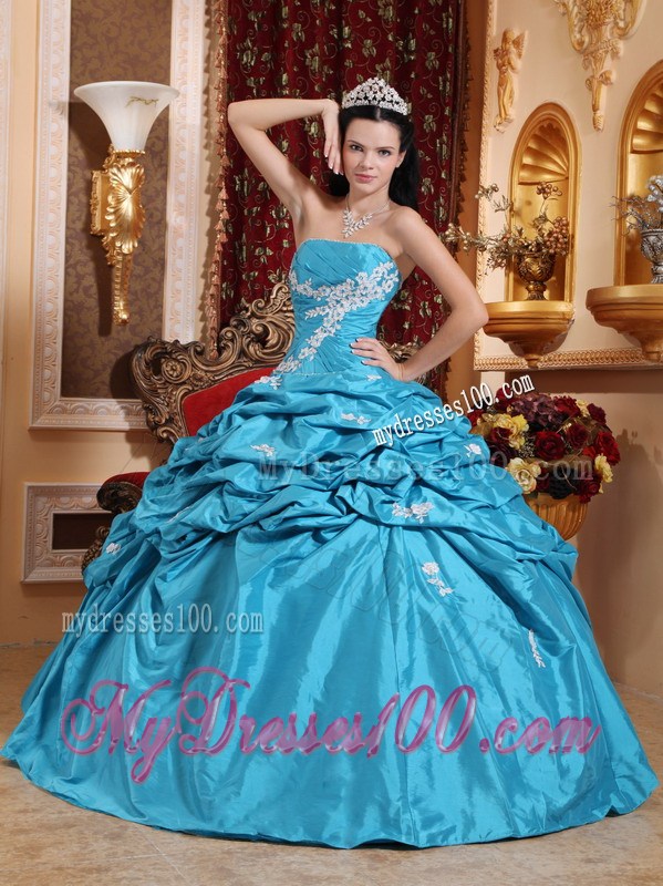 Sweetheart Aqua Blue Ruched Floor-length Quince Dresses