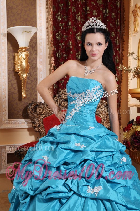 Sweetheart Aqua Blue Ruched Floor-length Quince Dresses