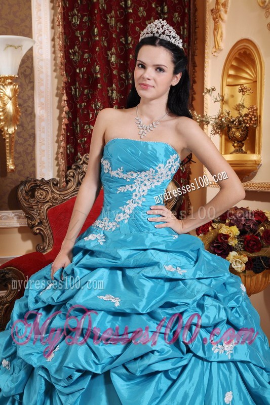 Sweetheart Aqua Blue Ruched Floor-length Quince Dresses