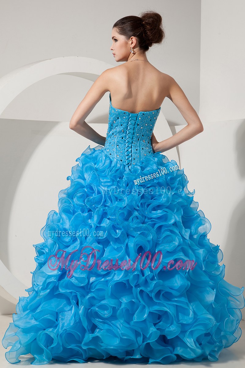 Baby Blue A-line Sweetheart Beading and Ruffles Dress for Sweet 15
