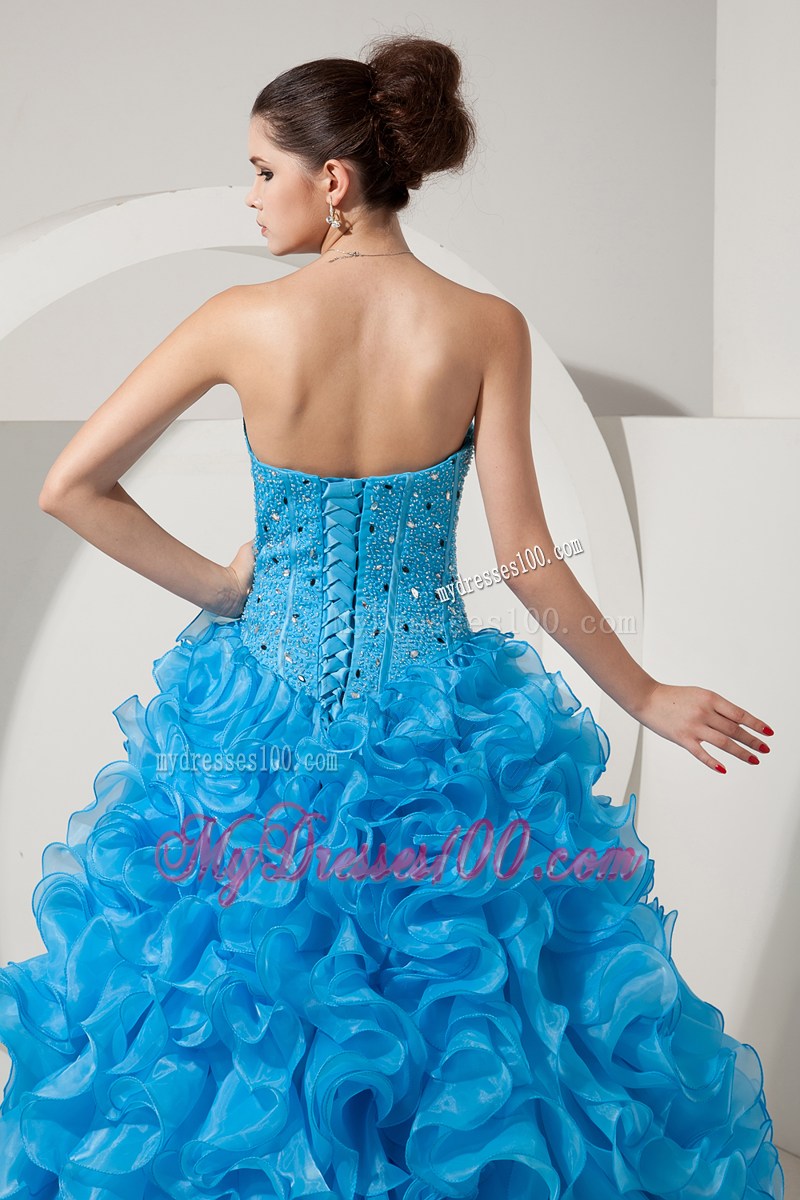 Baby Blue A-line Sweetheart Beading and Ruffles Dress for Sweet 15