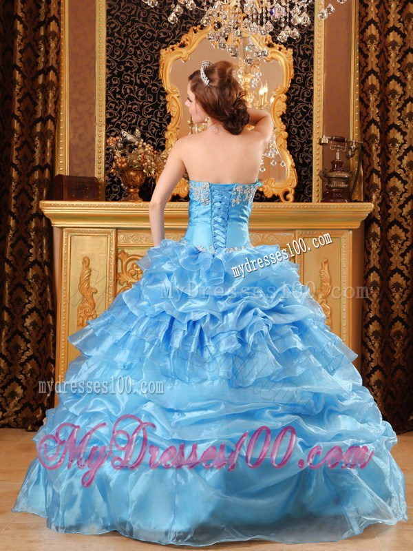 Wonderful Baby Blue Ball Gown with Ruffles Dresses for Quince