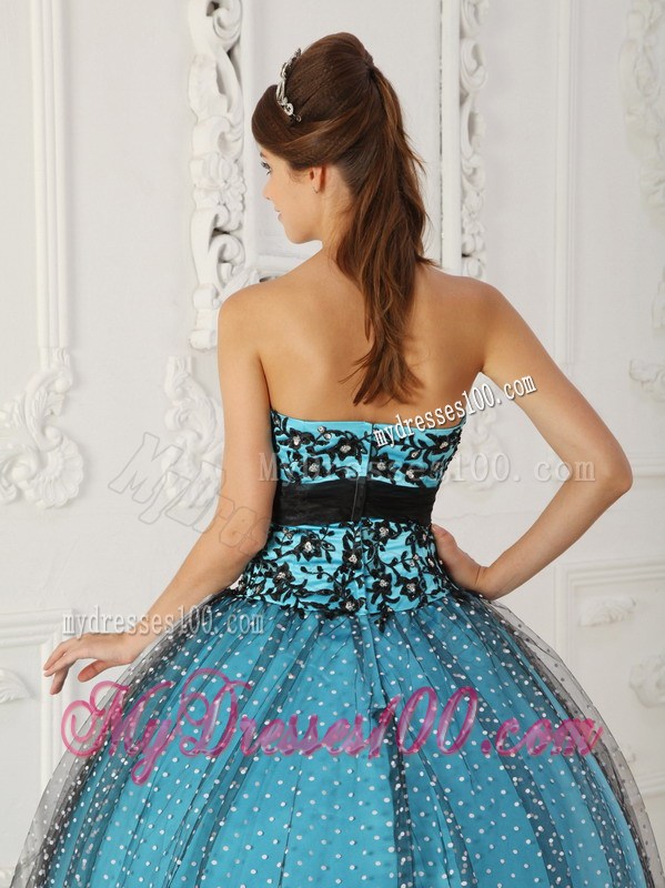 Black and Teal Quince Party Dresses with Embroidery Discount