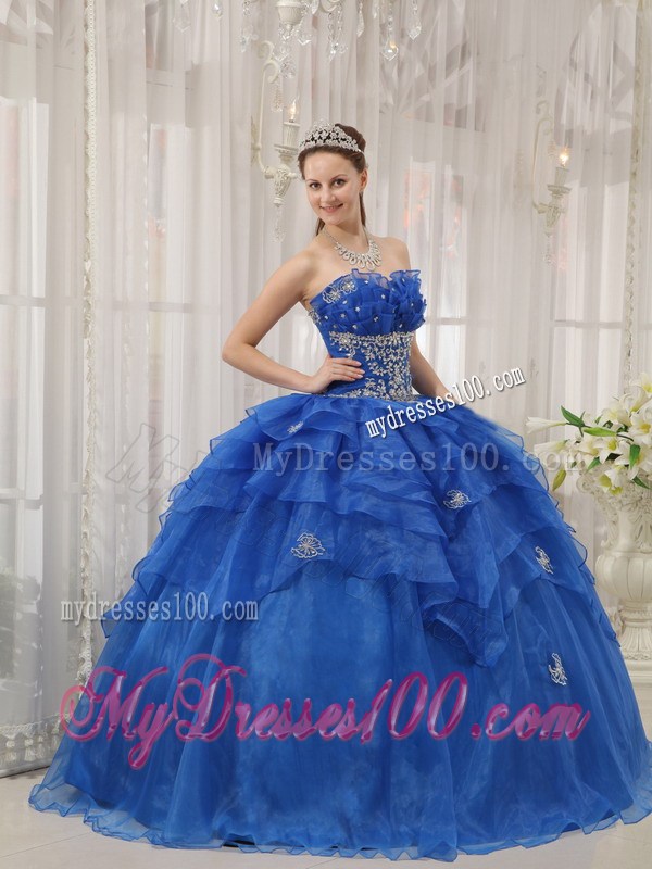 Blue Beading Bodice Puffy Ball Gown Dresses for Quince