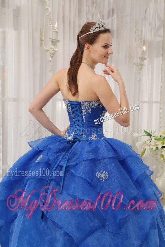 Blue Beading Bodice Puffy Ball Gown Dresses for Quince